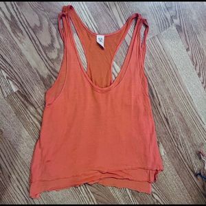 Free People We The Free Orange Cotton Tank Top Layered Flowy Size XS